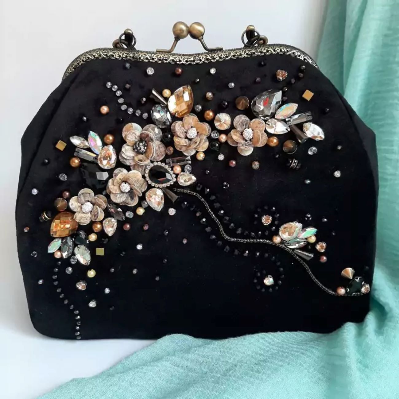 Price and Buy Hand Beaded Clutch Bag Floral Design in Black Color – Timeless Design_6901ddc8f26b4.jpeg Price and Buy Hand Beaded Clutch Bag Floral Design in Black Color – Timeless Design - Image 1