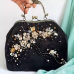 Price and Buy Hand Beaded Clutch Bag Floral Design in Black Color – Timeless Design - Image 5