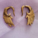 Price and Buy Hand-Carved Angel Wing Earrings – Natural Brown Wood Style