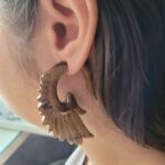 Price and Buy Hand-Carved Angel Wing Earrings – Natural Brown Wood Style - Image 3