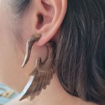 Price and Buy Hand-Carved Angel Wing Earrings – Natural Brown Wood Style - Image 4