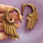 Price and Buy Hand-Carved Angel Wing Earrings – Natural Brown Wood Style - Image 5