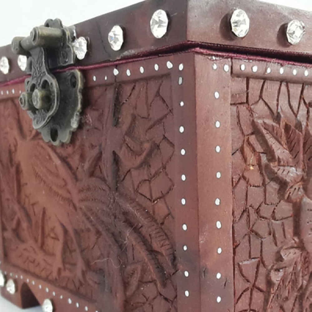 Price and Buy Hand-Carved Wooden Jewelry Box with Floral and Bird Pattern - Image 4