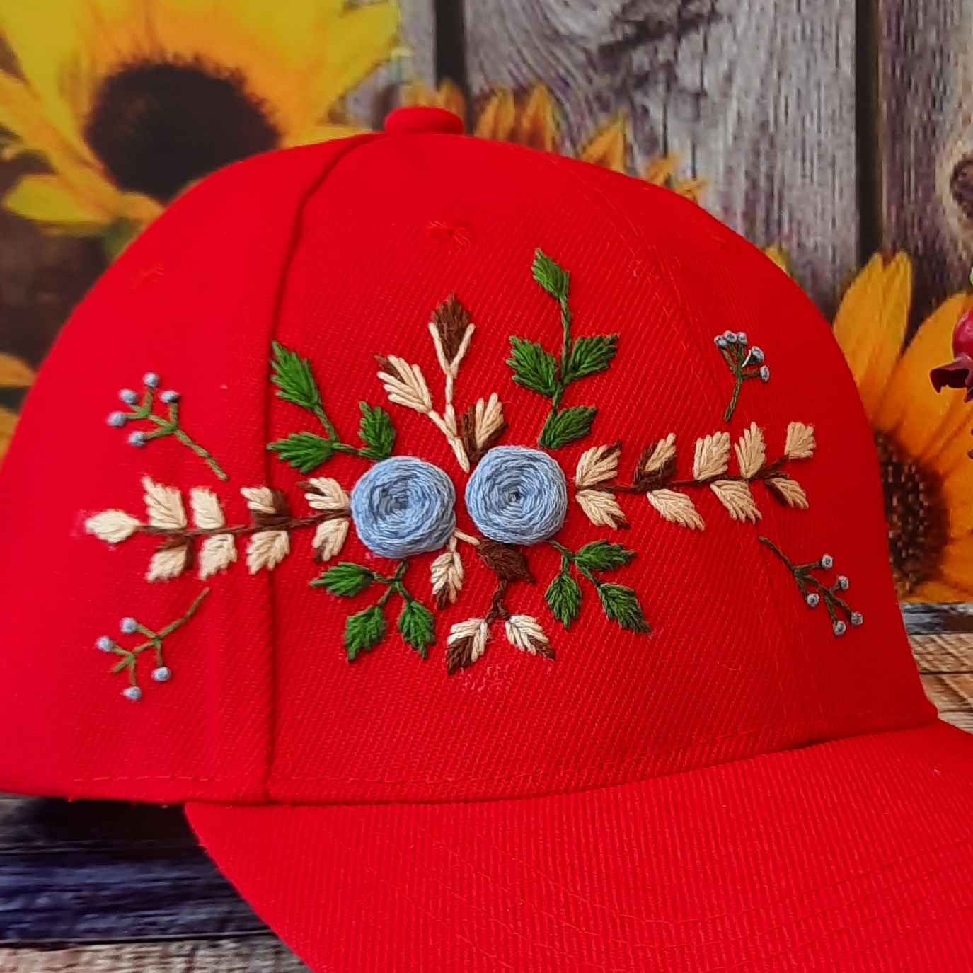 Price and Buy Hand-Embroidered Baseball Cap with Rose Motif for Women - Image 3