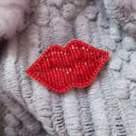 Price and Buy Hand-Embroidered Jewel Brooch, Elegant Lip Design