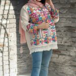 Price and Buy Hand-Embroidered Linen Blazer-Style Manto – for Every Occasion with Geometric Design