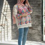 Price and Buy Hand-Embroidered Linen Blazer-Style Manto – for Every Occasion with Geometric Design - Image 3