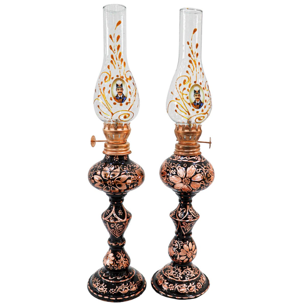 Price and Buy Hand-Engraved Persian Copper Oil Lamp with Shah Abbasi Design (2x)
