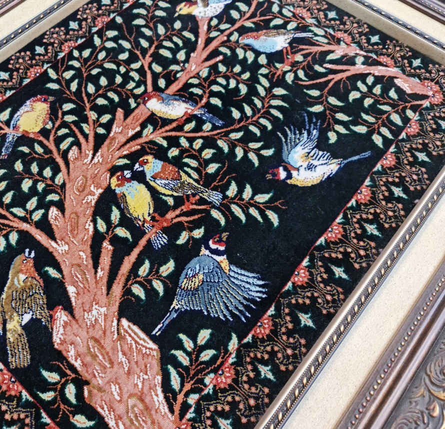 Price and Buy Hand-Knotted Persian Pictorial Rug from Qom Depicting Flowers - Image 3