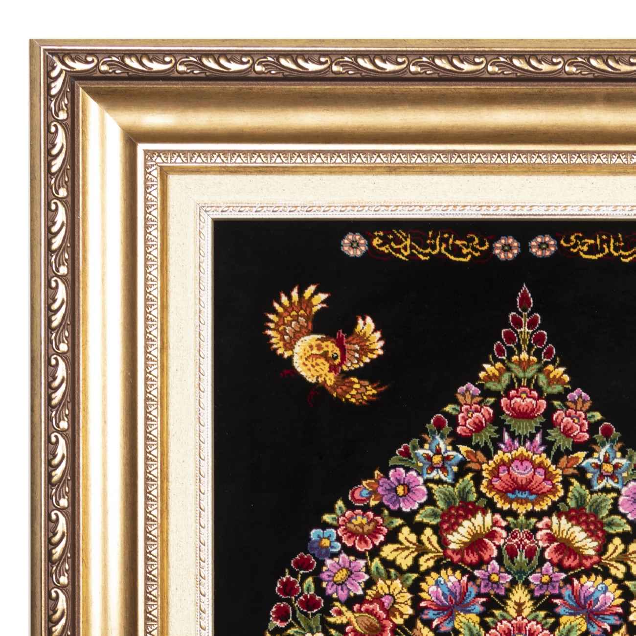 Price and Buy Hand-Knotted Persian Pictorial Rug from Qom Depicting Peacock & Tree - Image 3