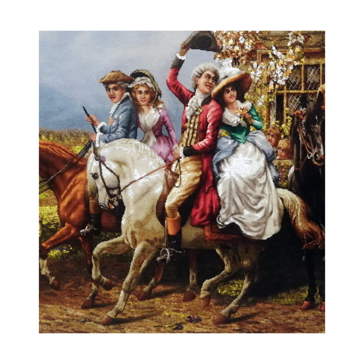 Price and Buy Hand-Knotted Persian Pictorial Rug from Tabriz Depicting Alfred William Strutt a Lassie & her Laddie - Image 4