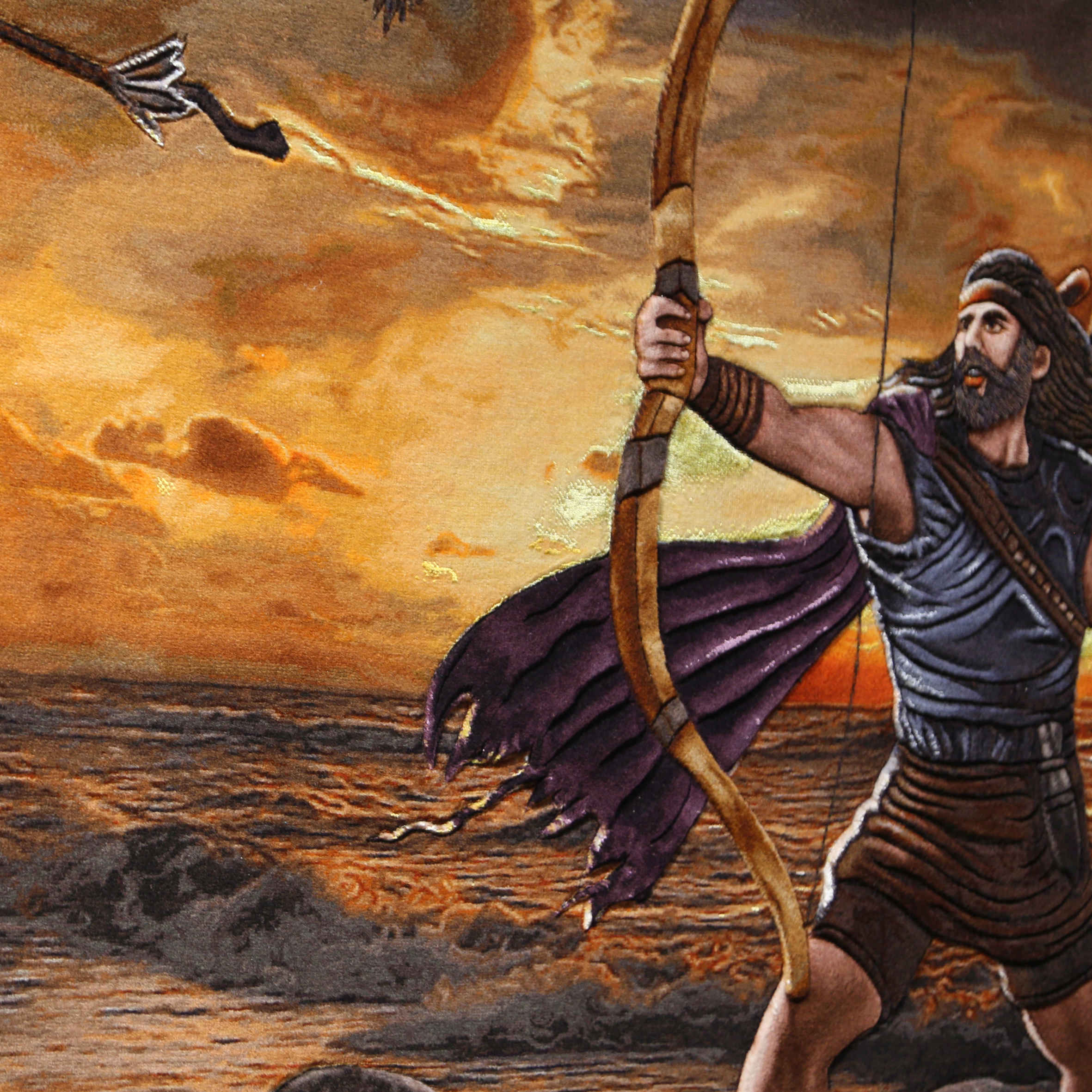 Price and Buy Hand-Knotted Persian Pictorial Rug from Tabriz Depicting Arash the Archer - Image 3
