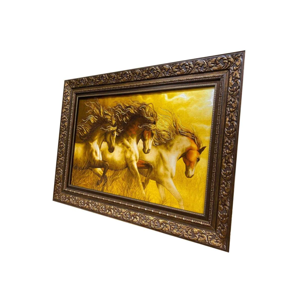 Price and Buy Hand-Knotted Persian Pictorial Rug from Tabriz Depicting Golden Horse - Image 3