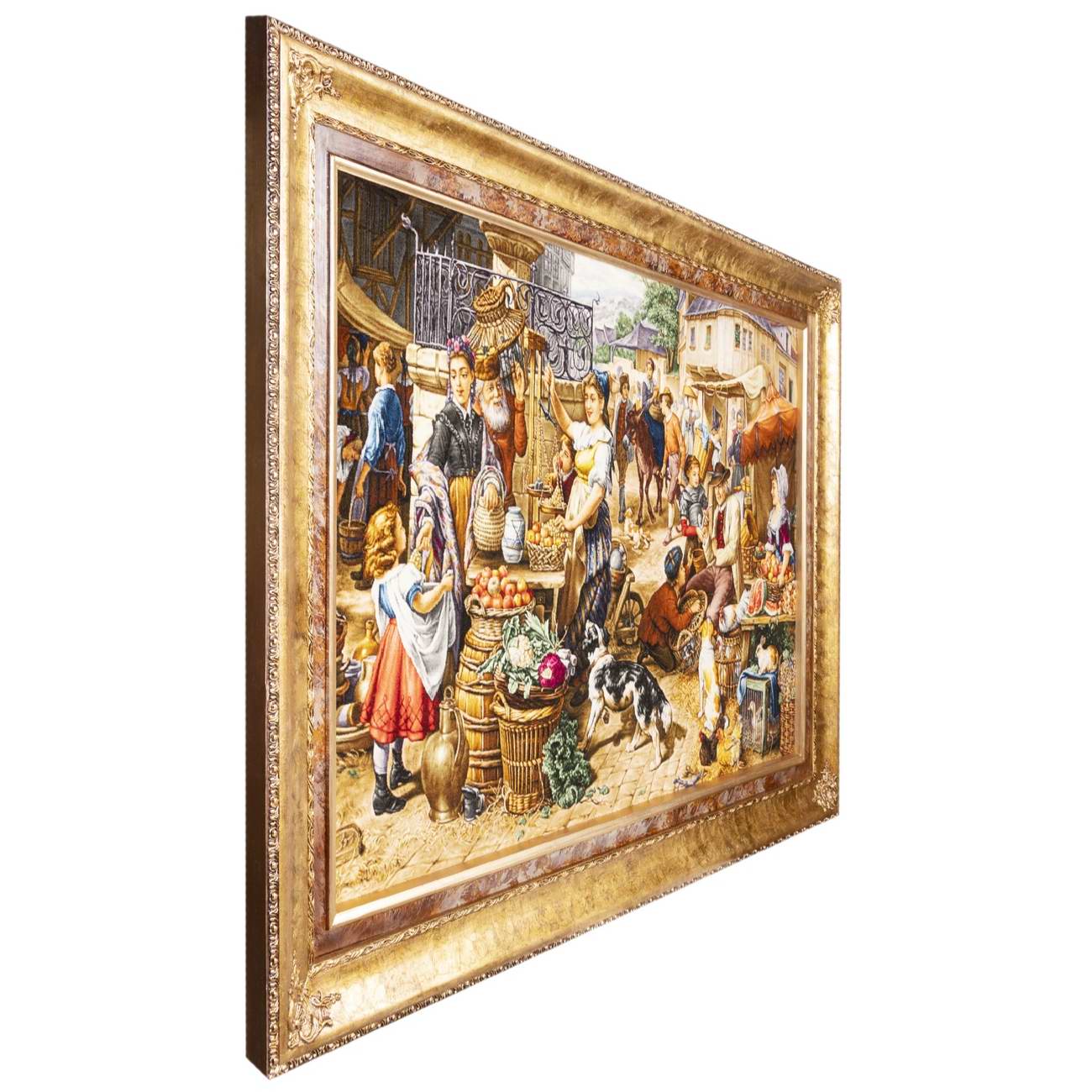 Price and Buy Hand-Knotted Persian Pictorial Rug from Tabriz Depicting Market Scene - Image 4