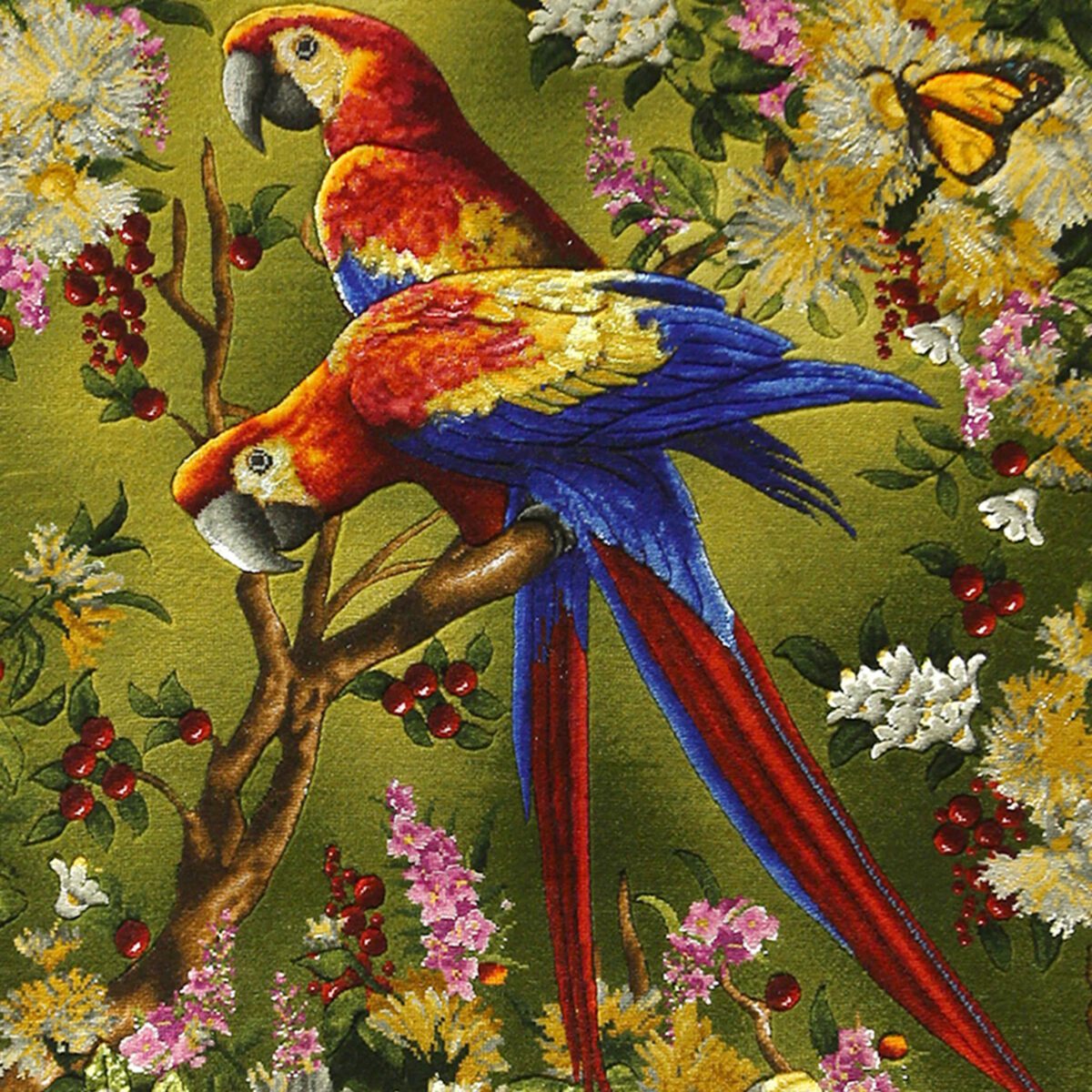 Price and Buy Hand-Knotted Persian Pictorial Rug from Tabriz Depicting Parrots - Image 4