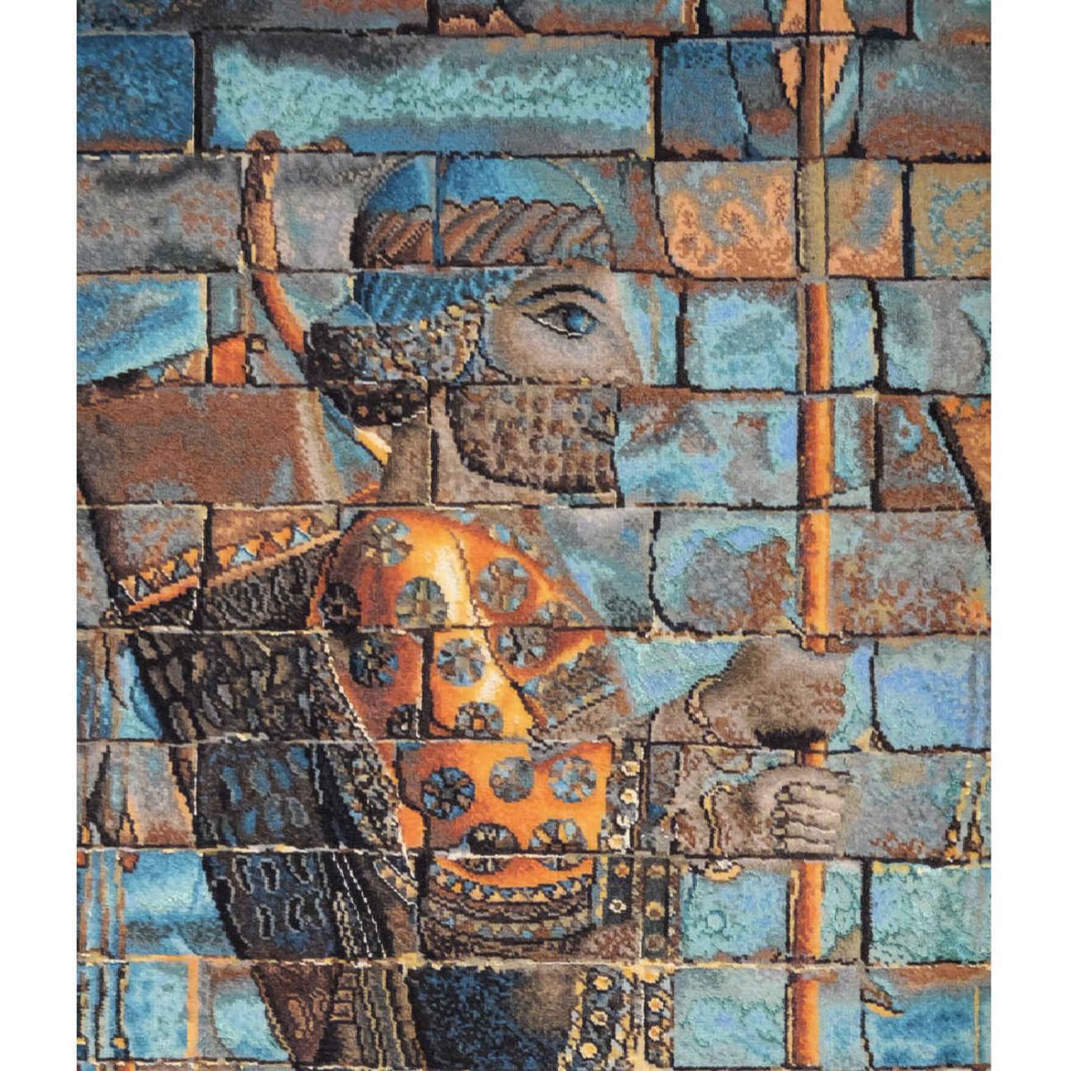 Price and Buy Hand-Knotted Persian Pictorial Rug from Tabriz Depicting Persepolis Soldier - Image 3