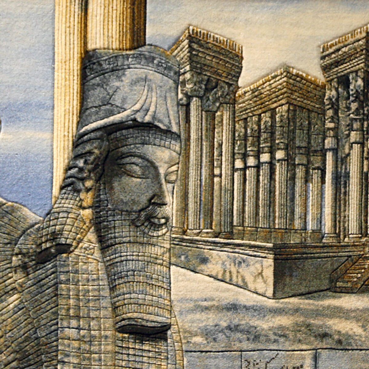 Price and Buy Hand-Knotted Persian Pictorial Rug from Tabriz Depicting Persepolis - Image 4