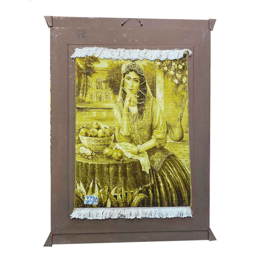 Price and Buy Hand-Knotted Persian Pictorial Rug from Tabriz Depicting Qajar Girl - Image 5