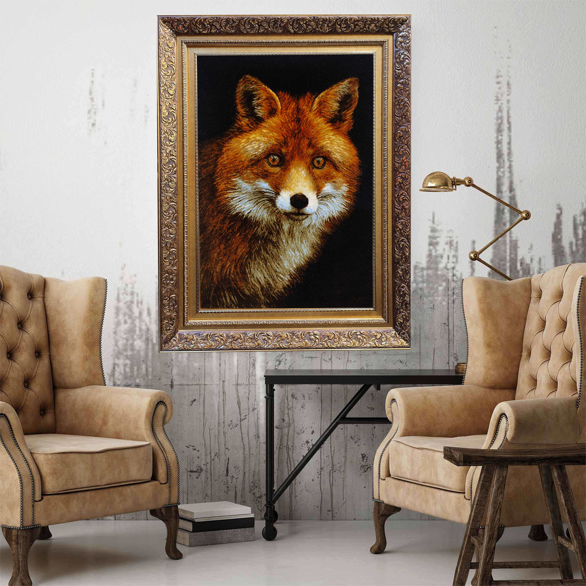 Price and Buy Hand-Knotted Persian Pictorial Rug from Tabriz Depicting Red Fox - Image 3