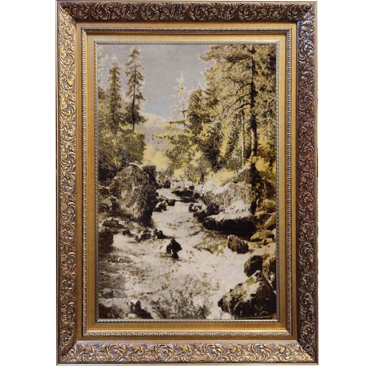 Price and Buy Hand-Knotted Persian Pictorial Rug from Tabriz Depicting Snowmelt River