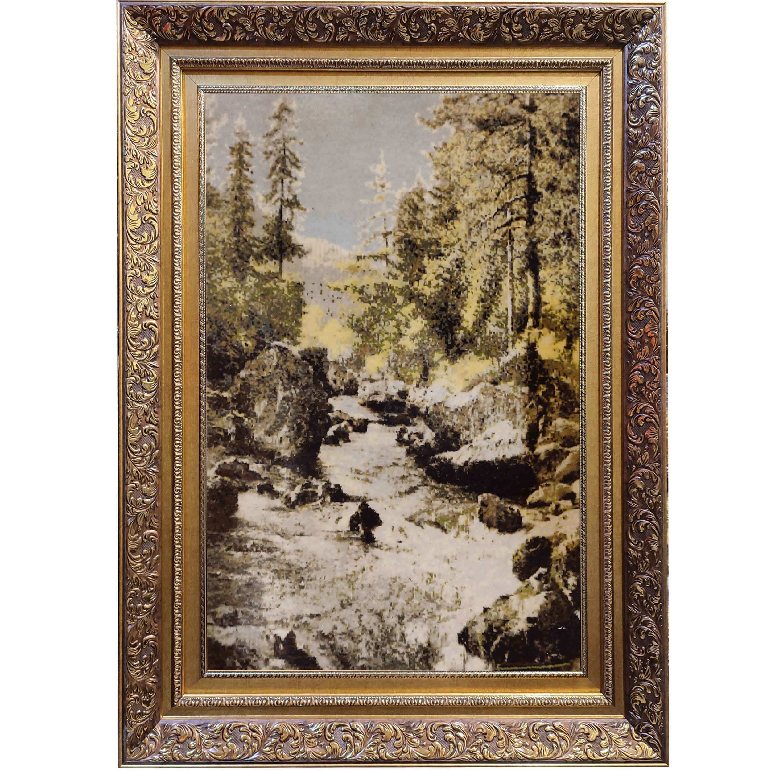 Price and Buy Hand-Knotted Persian Pictorial Rug from Tabriz Depicting Snowmelt River