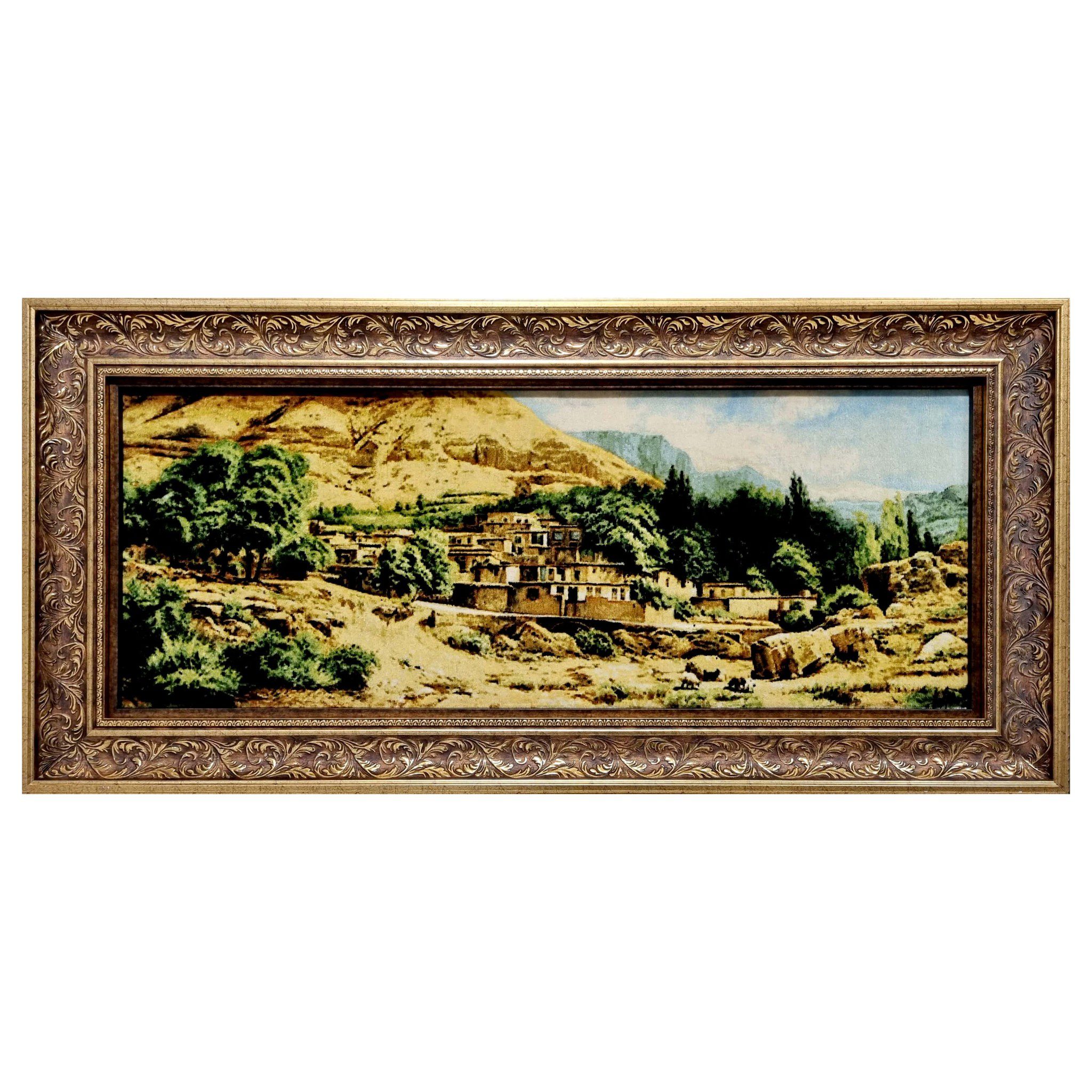 Price and Buy Hand-Knotted Persian Pictorial Rug from Tabriz Depicting Village