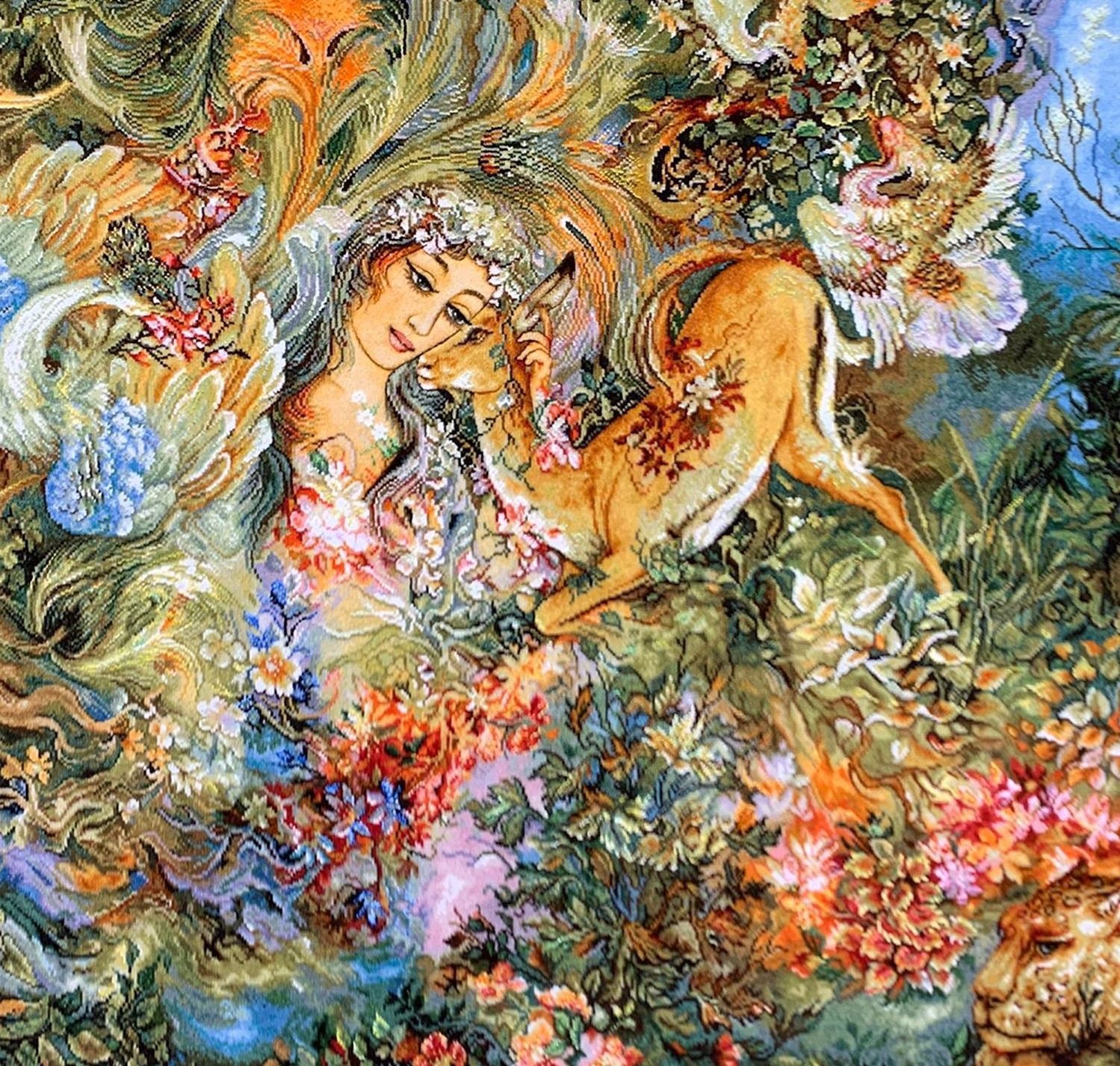 Price and Buy Hand-Knotted Persian Wall Hanging Rug from Tabriz Depicting Cycle of life Miniature - Image 3