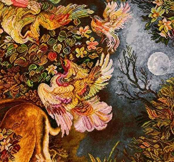 Price and Buy Hand-Knotted Persian Wall Hanging Rug from Tabriz Depicting Cycle of life Miniature - Image 3