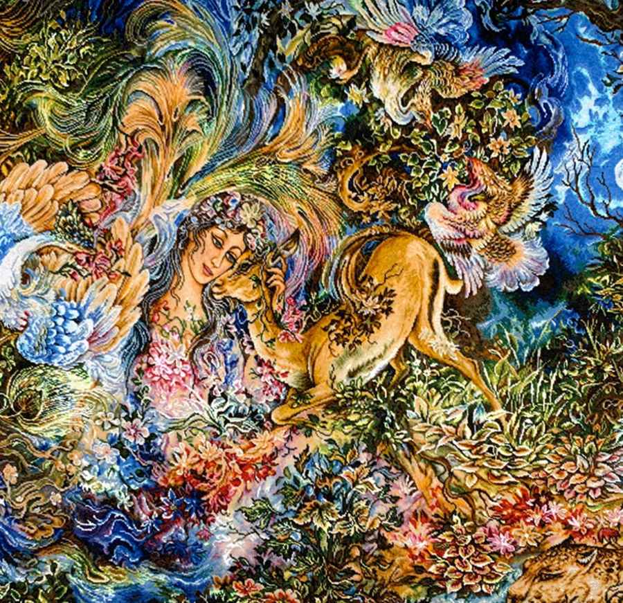 Price and Buy Hand-Knotted Persian Wall Hanging Rug from Tabriz Depicting Dayereh Hasti Miniature - Image 3