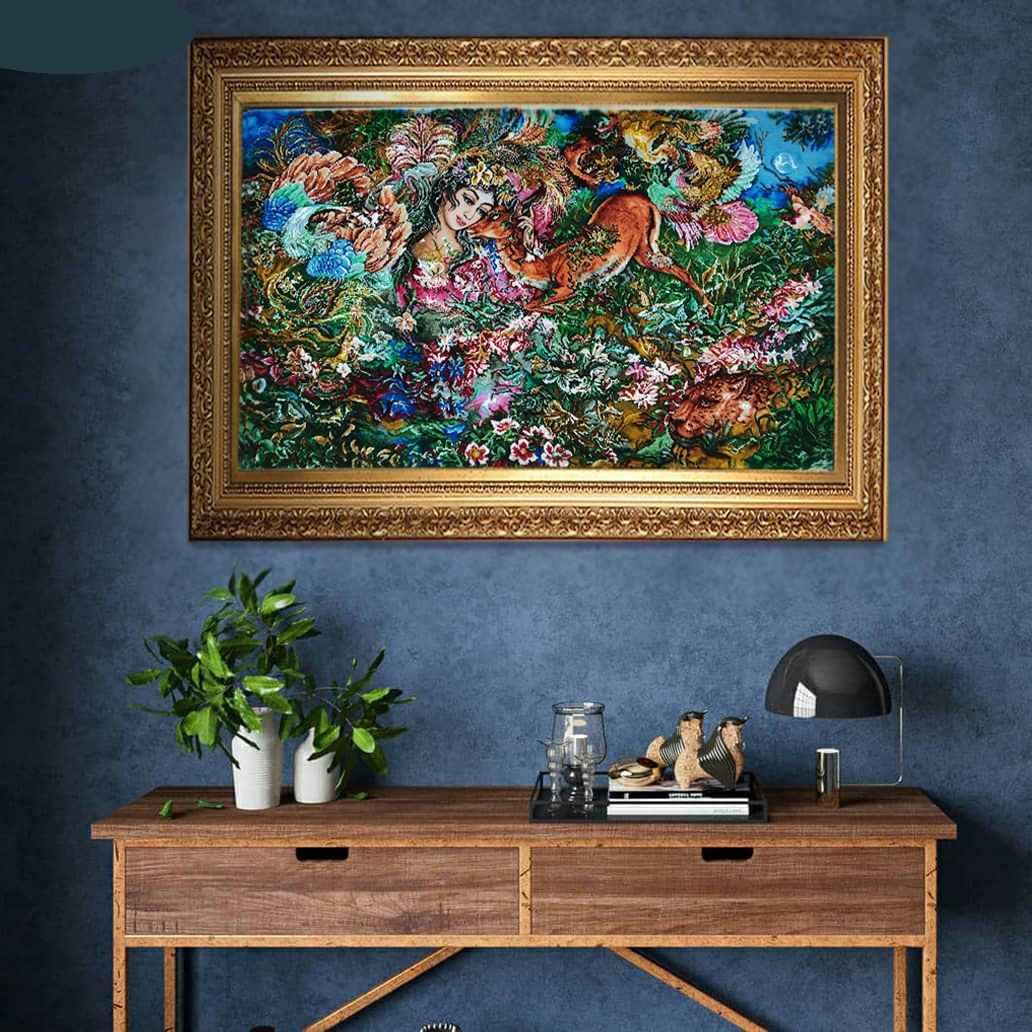 Price and Buy Hand-Knotted Persian Wall Hanging Rug from Tabriz Depicting Existence Miniature - Image 3