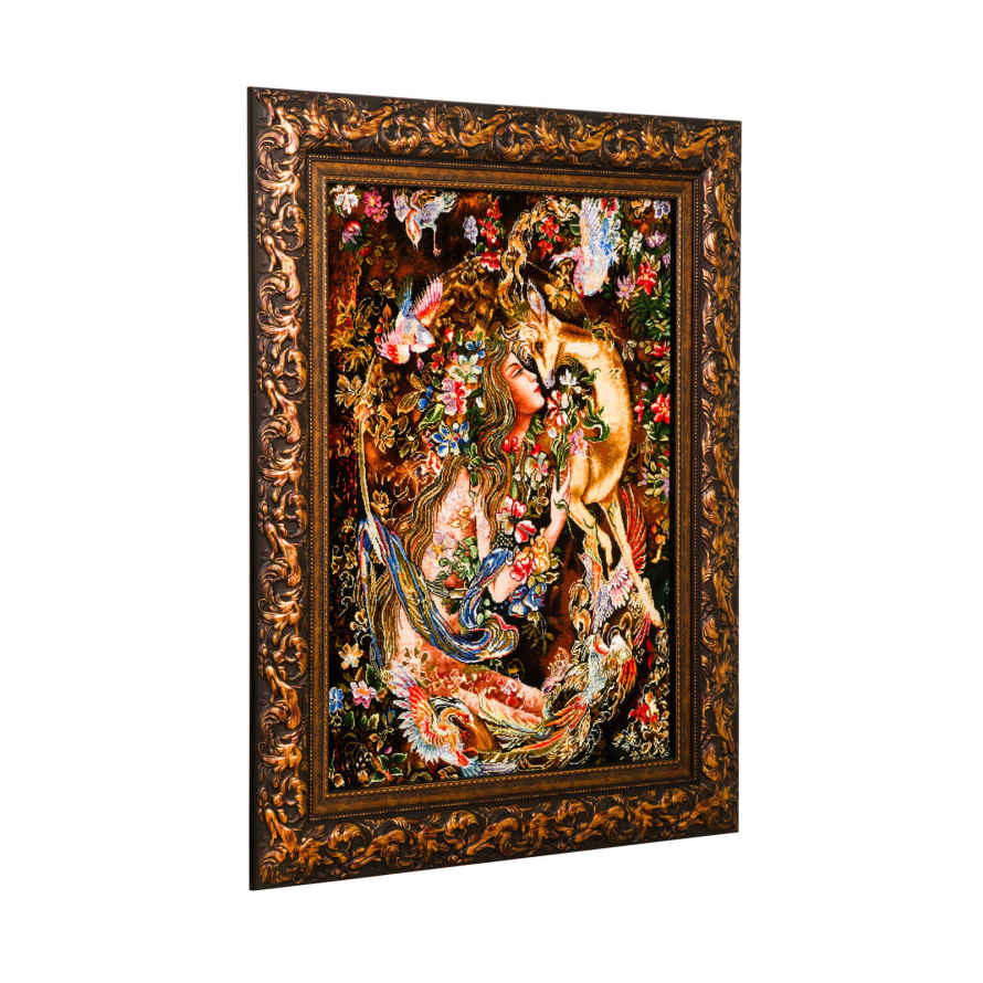 Price and Buy Hand-Knotted Persian Wall Hanging Rug from Tabriz Depicting Kindness Miniature - Image 4