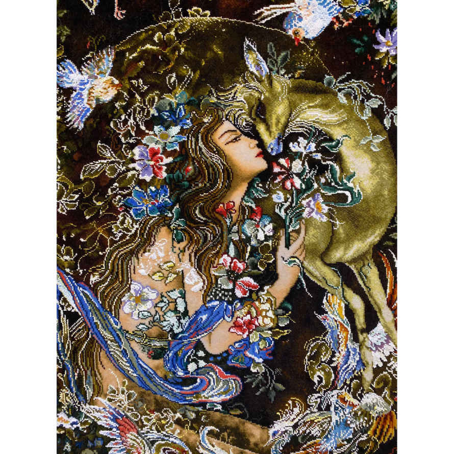 Price and Buy Hand-Knotted Persian Wall Hanging Rug from Tabriz Depicting Nature Miniature - Image 4
