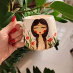 Price and Buy Hand-Painted Ceramic Mug with Unique Girl Portrait Pattern