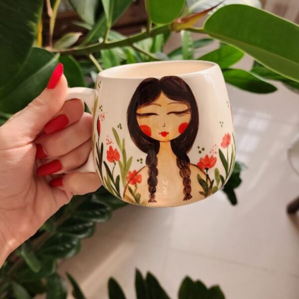 Price and Buy Hand-Painted Ceramic Mug with Unique Girl Portrait Pattern_69022468efbe9.jpeg Price and Buy Hand-Painted Ceramic Mug with Unique Girl Portrait Pattern