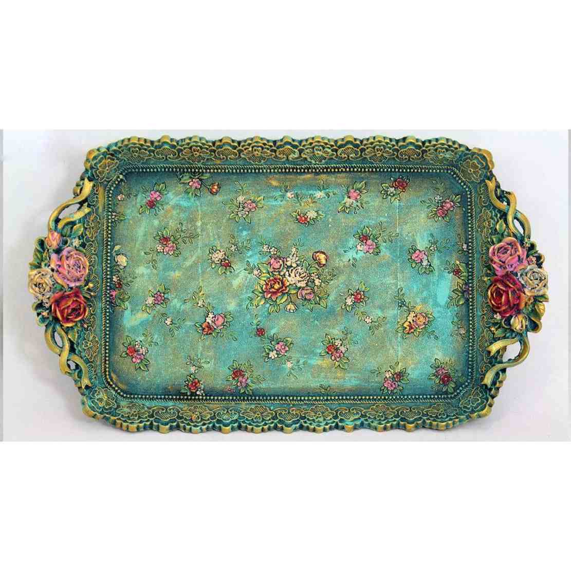 Price and Buy Hand Painted Resin Serving Tray Model Bagh Firoze - Image 4