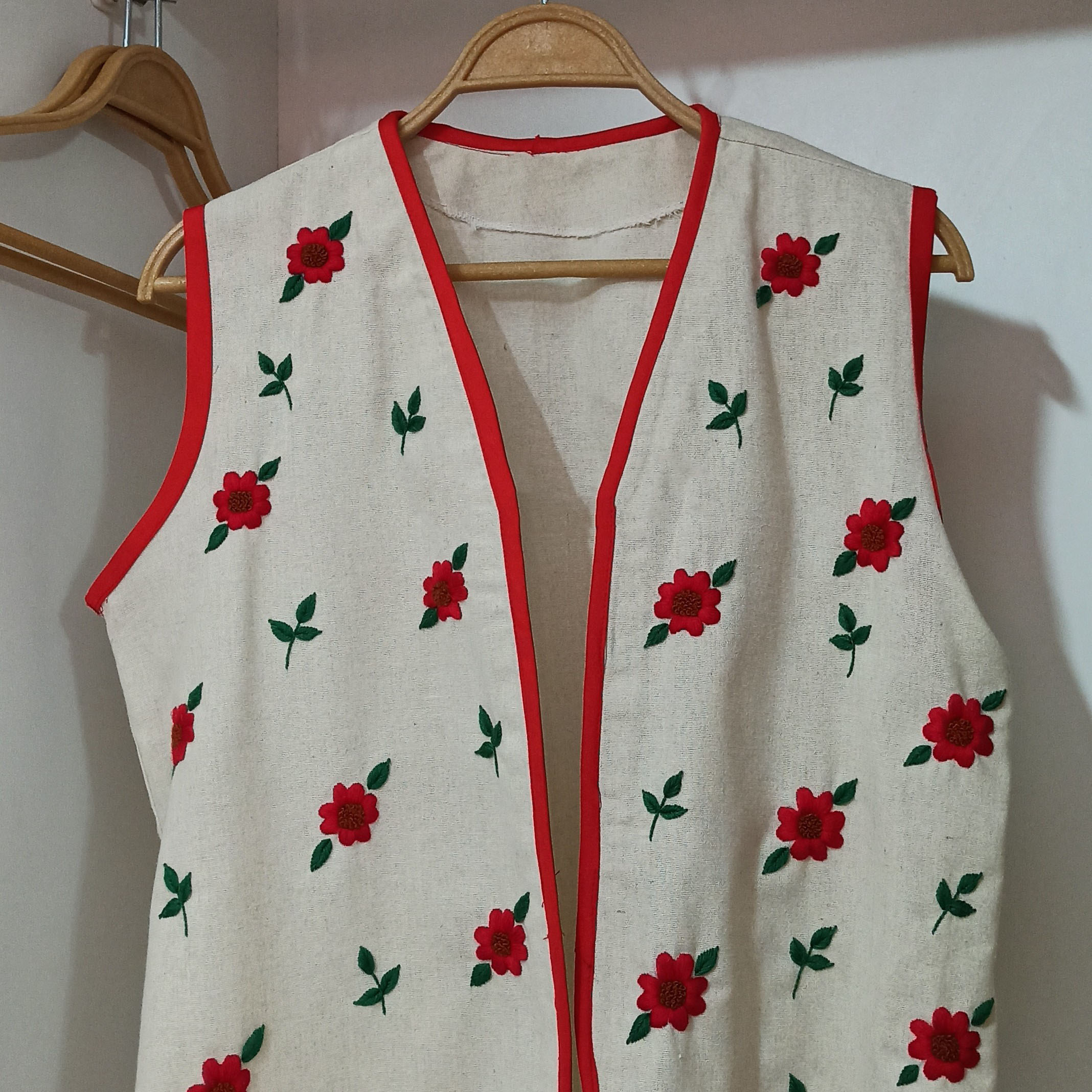 Price and Buy Handcraft Embroidered Vest with Red Flowers Design for Women_6901f2a3c75ae.jpeg Price and Buy Handcraft Embroidered Vest with Red Flowers Design for Women - Image 1