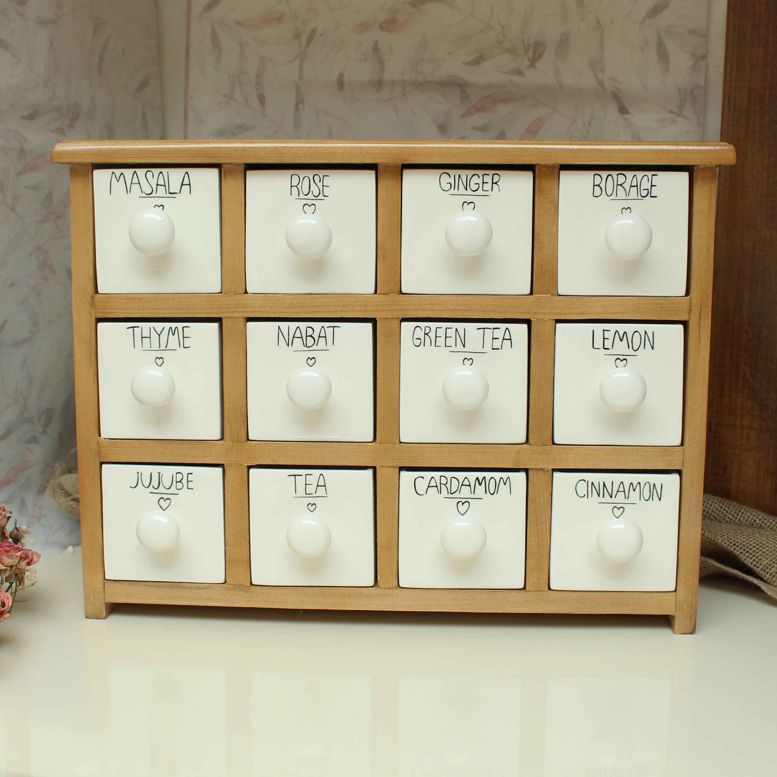 Price and Buy Handcrafted 12 Ceramic Drawers Chest with Wooden Box - Image 5