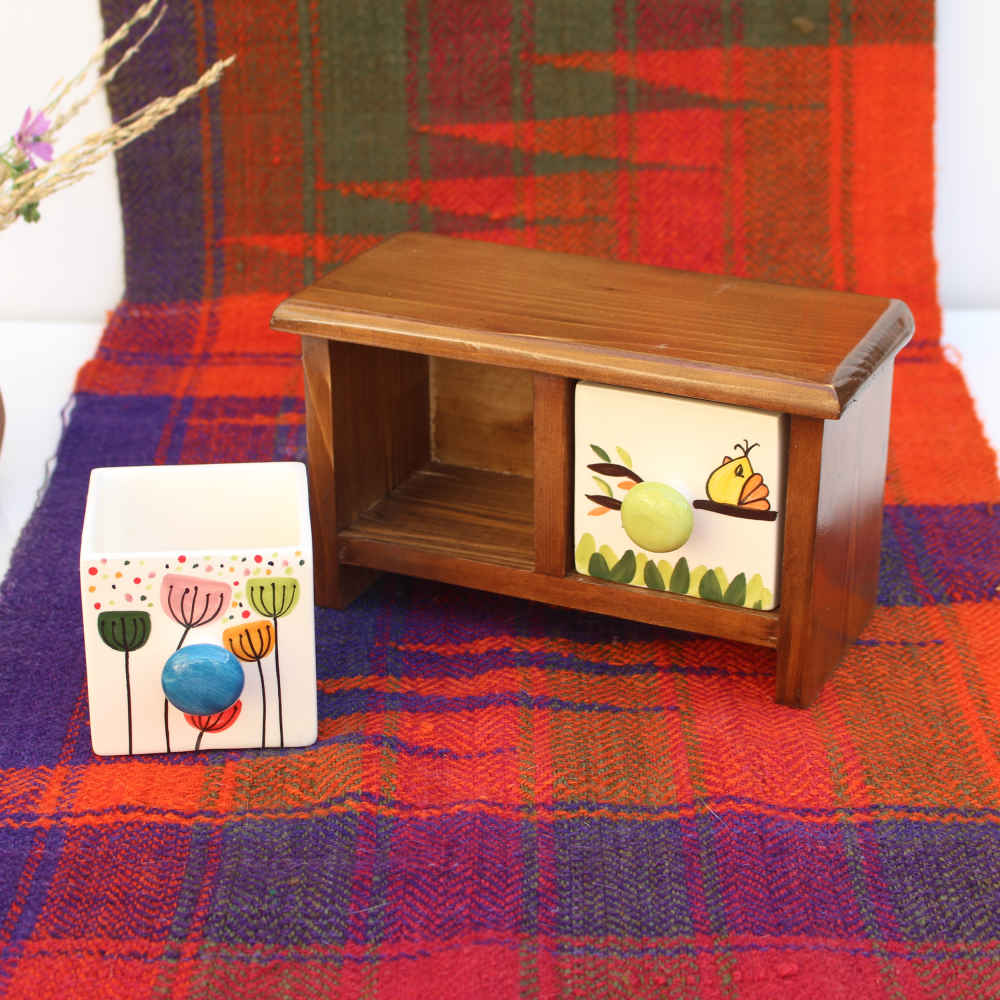 Price and Buy Handcrafted 2 Ceramic Drawers Chest with Wooden Box - Image 3