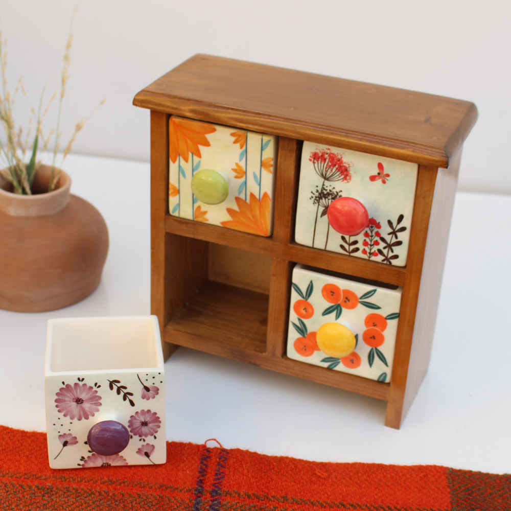 Price and Buy Handcrafted 4 Ceramic Drawers Chest with Wooden Box - Image 3