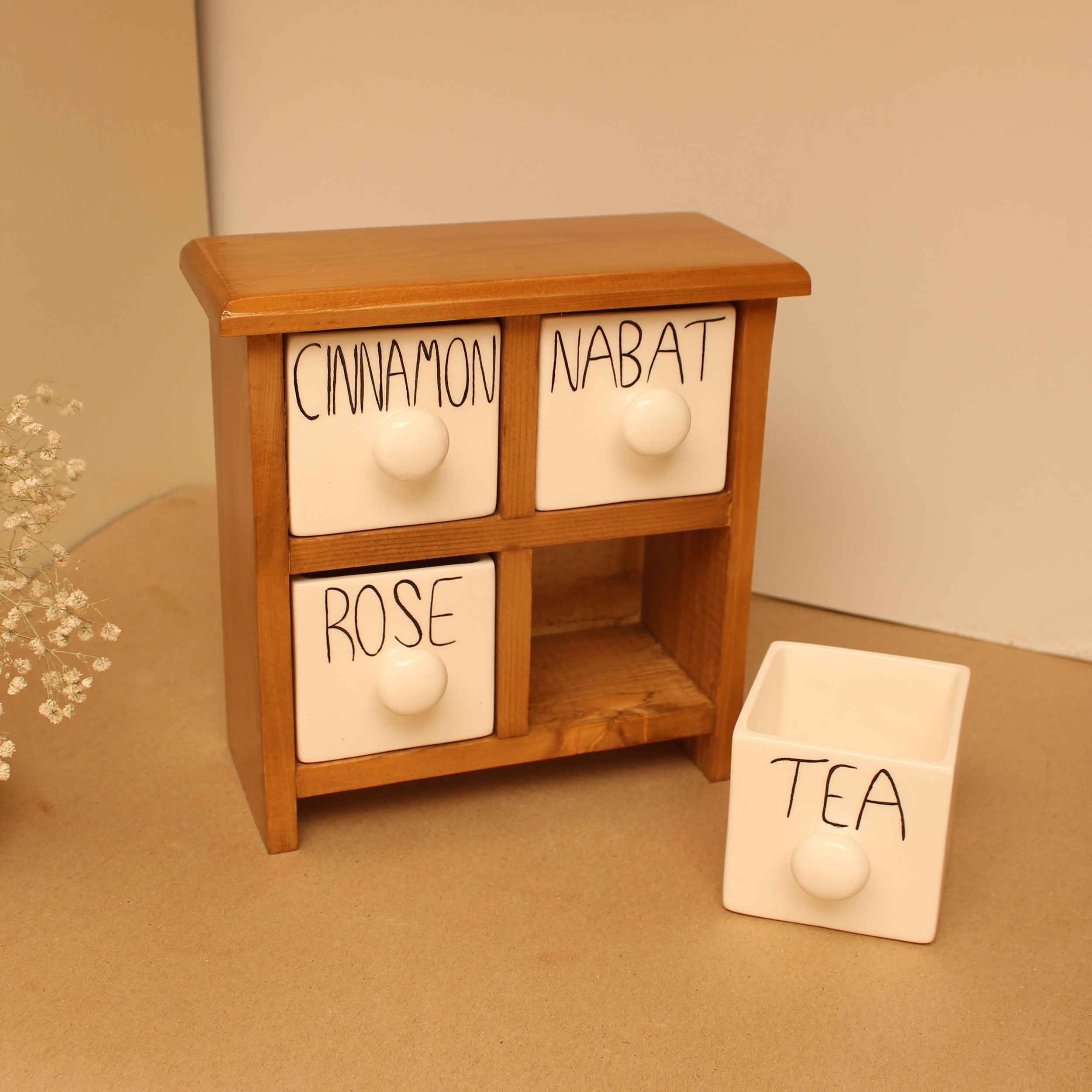Price and Buy Handcrafted 4 Ceramic Drawers Chest with Wooden Box - Image 3