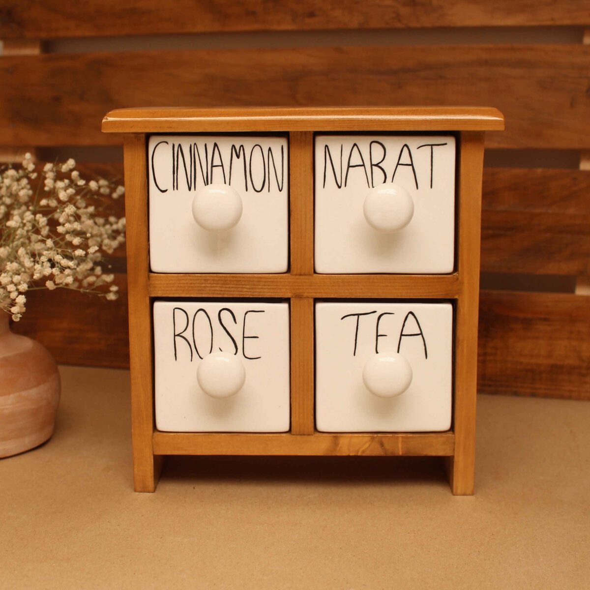 Price and Buy Handcrafted 4 Ceramic Drawers Chest with Wooden Box - Image 4