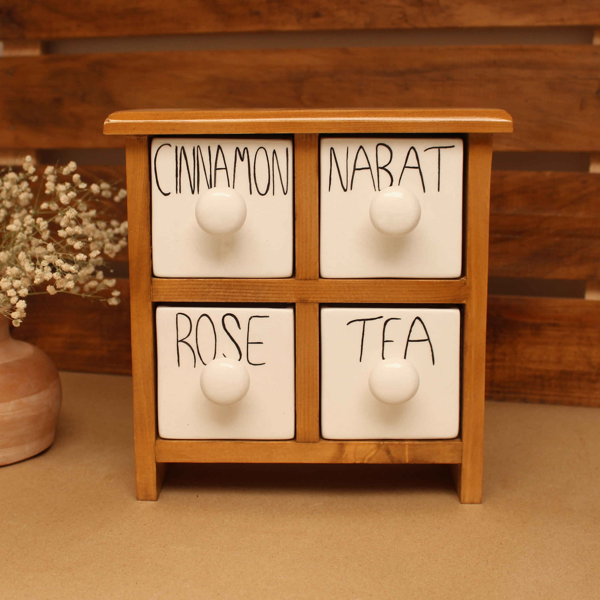Price and Buy Handcrafted 4 Ceramic Drawers Chest with Wooden Box - Image 4