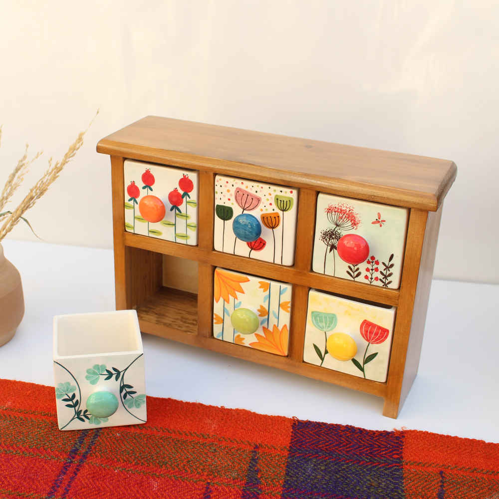 Price and Buy Handcrafted 6 Ceramic Drawers Chest with Wooden Box - Image 3
