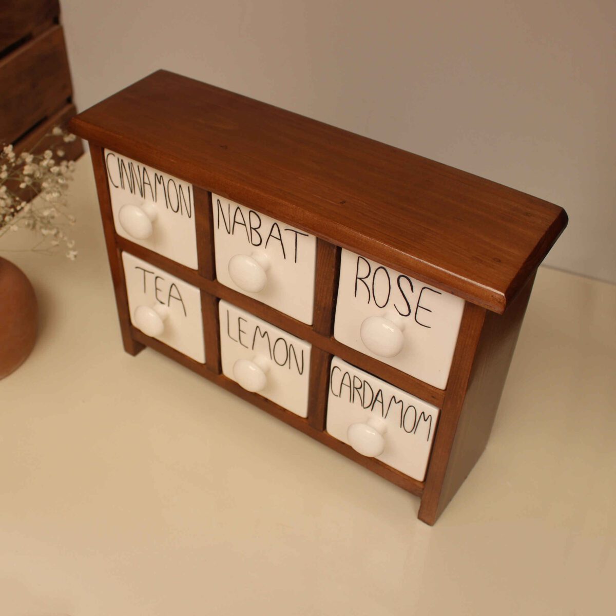 Price and Buy Handcrafted 6 Ceramic Drawers Chest with Wooden Box - Image 5