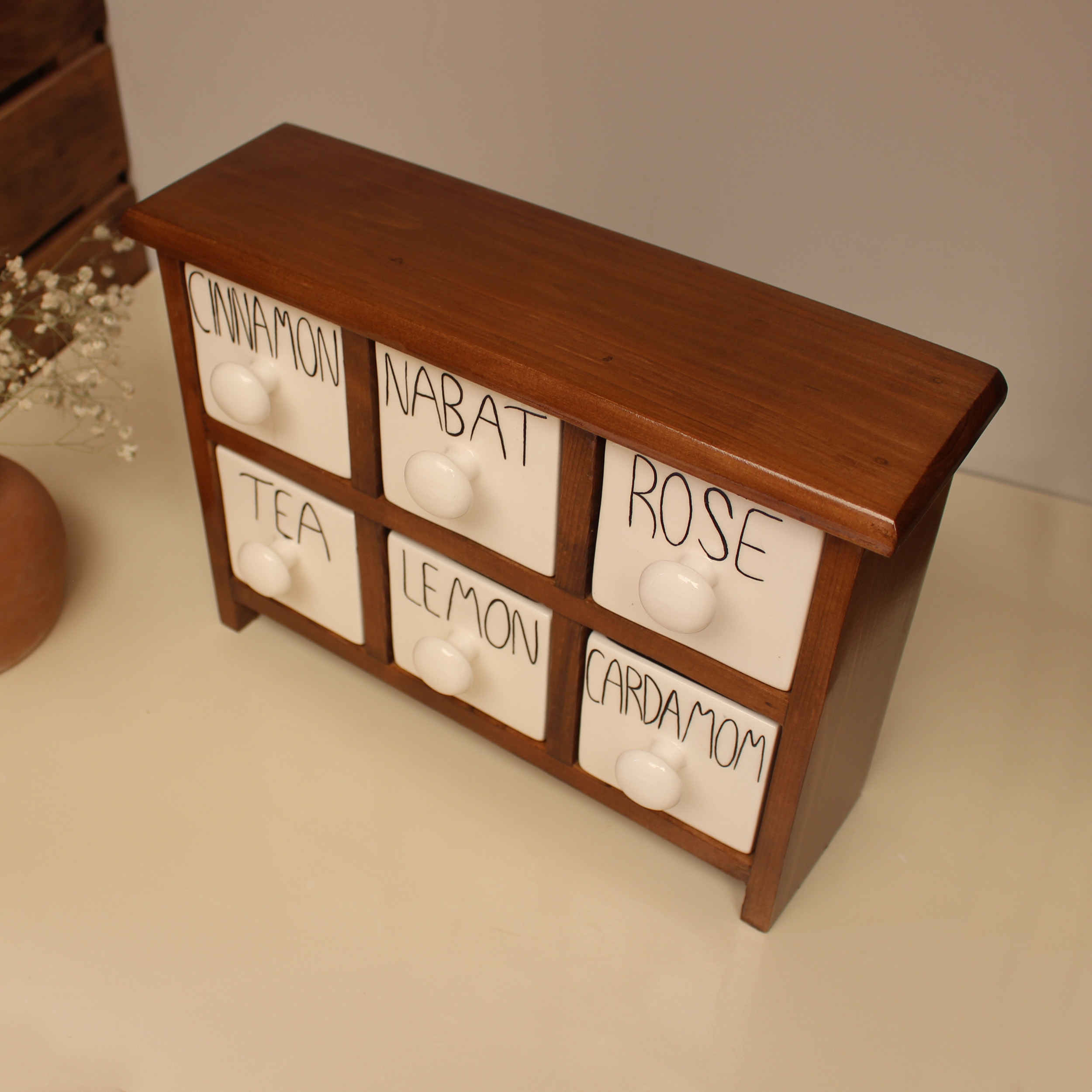 Price and Buy Handcrafted 6 Ceramic Drawers Chest with Wooden Box - Image 5