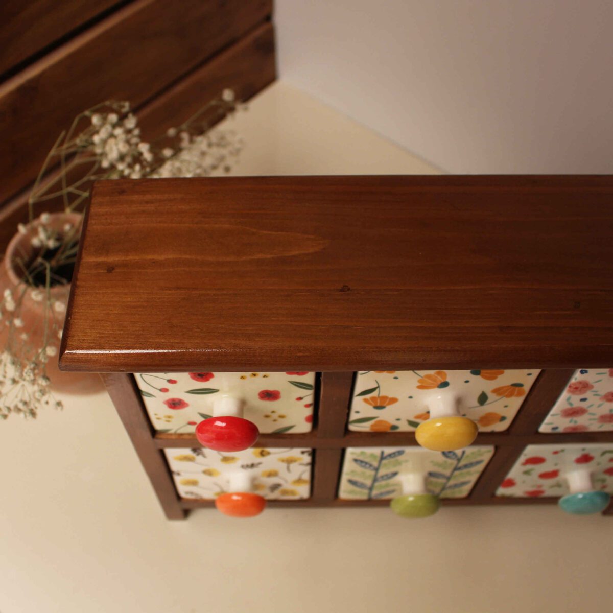 Price and Buy Handcrafted 6 Ceramic Drawers Chest with Wooden Box - Image 3