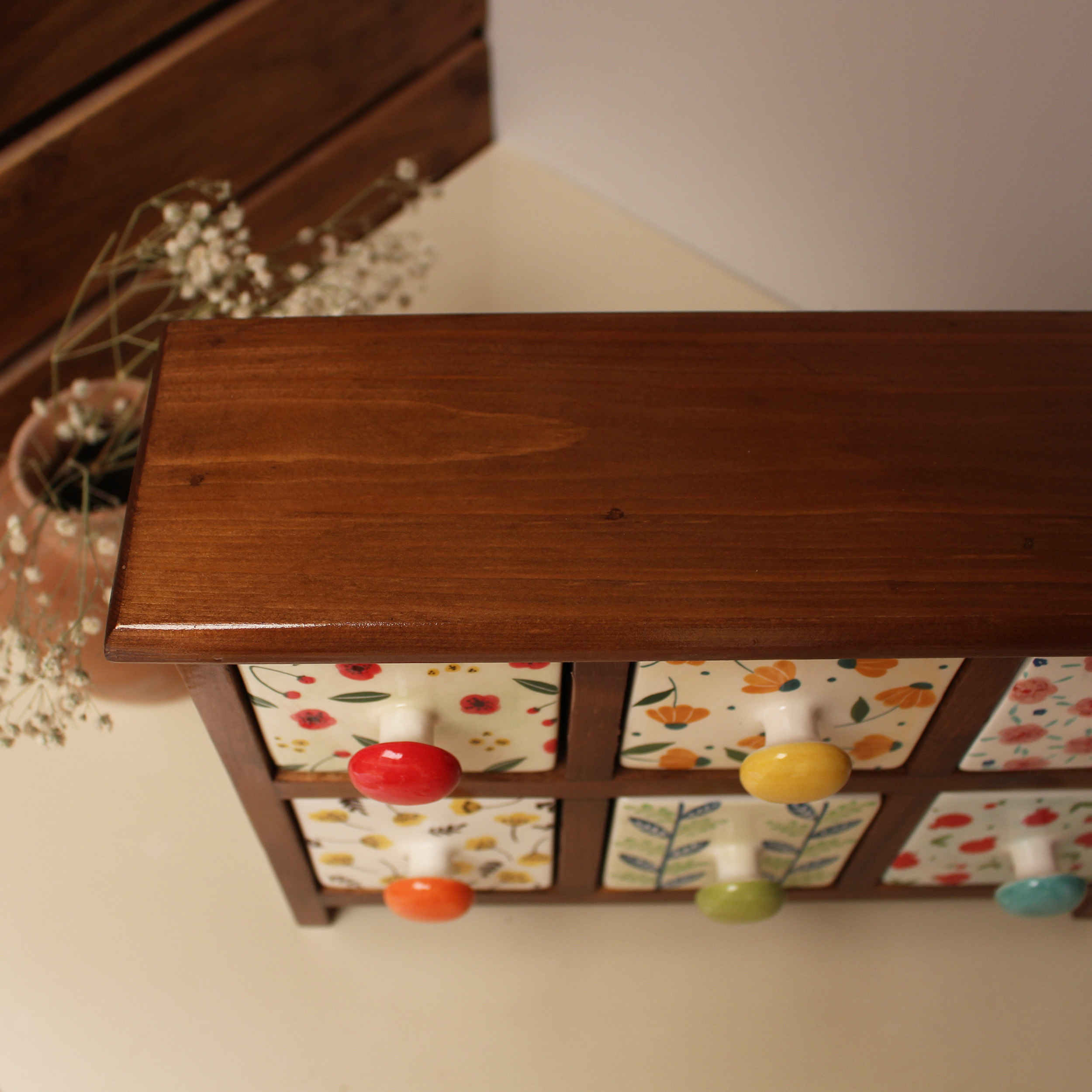 Price and Buy Handcrafted 6 Ceramic Drawers Chest with Wooden Box - Image 3