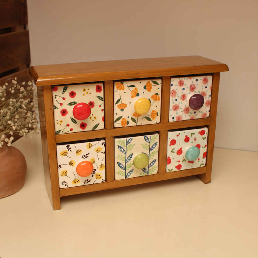 Price and Buy Handcrafted 6 Ceramic Drawers Chest with Wooden Box - Image 5