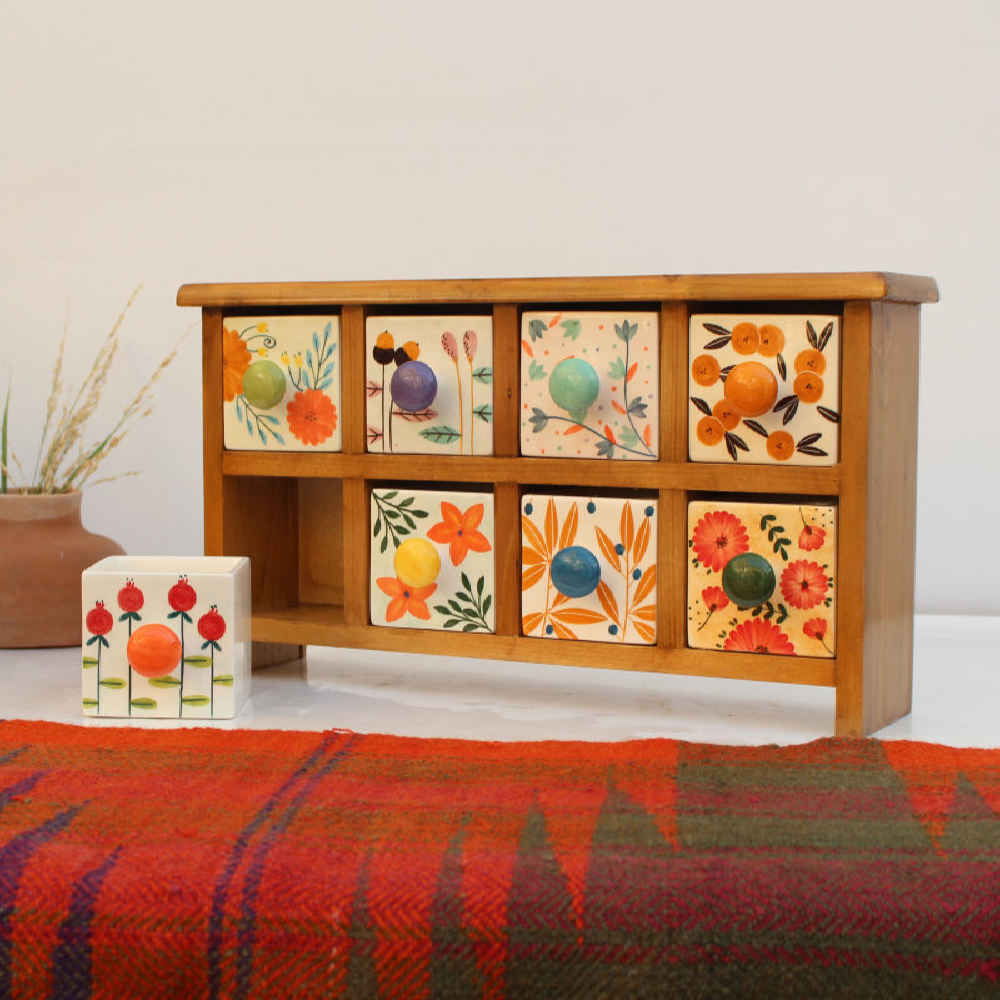Price and Buy Handcrafted 8 Ceramic Drawers Chest with Wooden Box - Image 3