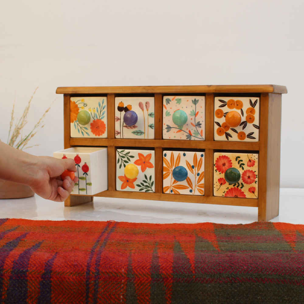 Price and Buy Handcrafted 8 Ceramic Drawers Chest with Wooden Box - Image 4